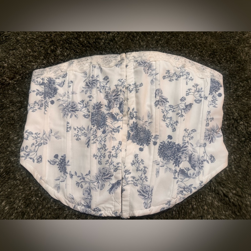 Windsor Blue and White Floral Corset Top